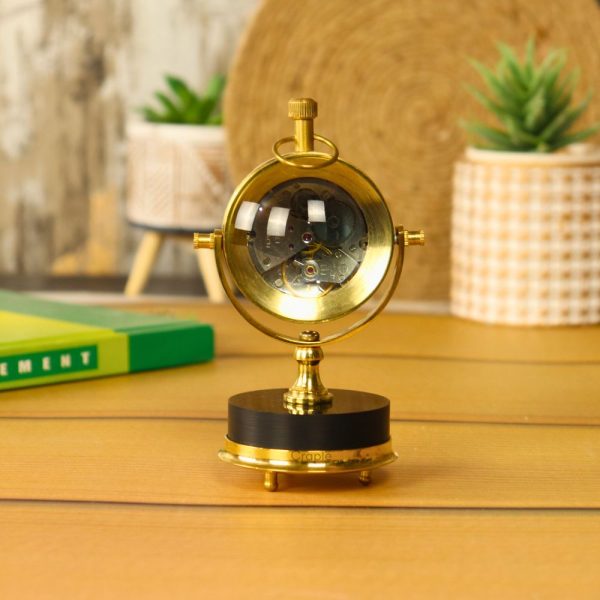 Victoria London Orb Desk Clock | Shiny Brass, Visible Mechanism | Elegant Tabletop Decor & Gift - Image 4