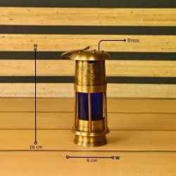 Brass Mariner's Lantern | Functional Oil Lamp, Blue Glow | Royal Navy Plaque | Nautical Decor - Image 6