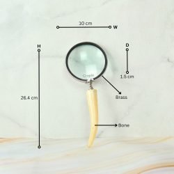 Horn Style Handle Magnifier | Nickel Finish Brass, Clear Lens | Rustic Modern Reading Aid & Gift - Image 5