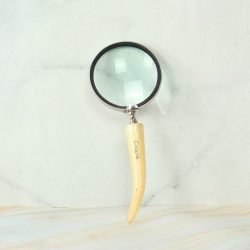 Horn Style Handle Magnifier | Nickel Finish Brass, Clear Lens | Rustic Modern Reading Aid & Gift - Image 3