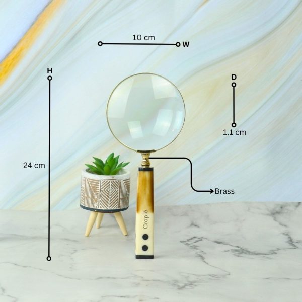 Two-Tone Domino End Handle Magnifier | Shiny Brass, Resin Grip | Reading Aid & Unique Desk Gift - Image 6