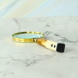 Two-Tone Domino End Handle Magnifier | Shiny Brass, Resin Grip | Reading Aid & Unique Desk Gift - Image 3