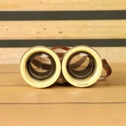 Light Yellow Aluminum Binocular | Angled Eyecups, Adjustable Focus | Retro Decor & Unique Gift w/ Leather Strap - Image 3