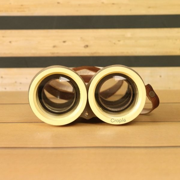Light Yellow Aluminum Binocular | Angled Eyecups, Adjustable Focus | Retro Decor & Unique Gift w/ Leather Strap - Image 3