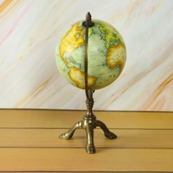 Antique Brass Tripod World Globe | Engraved Arm, Detailed Map | Vintage Desk Decor & Gift - Image 5