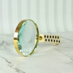 Domino Handle Shiny Brass Magnifier | Playful Design, Clear Lens | Reading Aid & Unique Desk Gift - Image 5