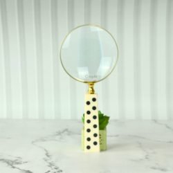 Domino Handle Shiny Brass Magnifier | Playful Design, Clear Lens | Reading Aid & Unique Desk Gift - Image 2