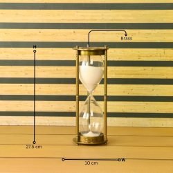60-Minute Tall Glass Sand Timer with White Sand | Antique Brass Frame, Vintage Aesthetic | Elegant Desk - Image 5