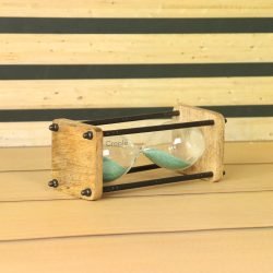 10-Minute Natural Wood & Brass Sand Timer | Antique Black Pillars, Dark Green Sand, Classic Design | Focus Aid & Rustic Decor Gift - Image 4