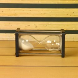 5-Minute Black Wood & Nickel Brass Sand Timer | White Sand, Modern Design | Focus Aid & Desk Decor Gift - Image 6