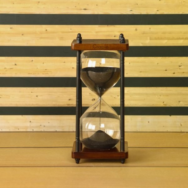 10-Minute Black Sand Timer | Dark Wood & Antique Black Brass Frame | Desk Focus Aid & Classic Decor Gift - Image 2