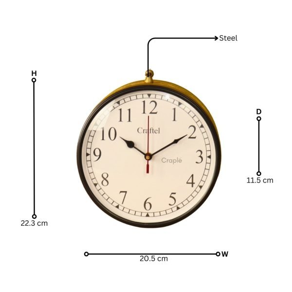 Double-Sided Brass Coated Steel Station Clock | Ornate Wall Bracket | Vintage Inspired Home & Office Decor - Image 6