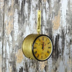 Golden Brass Coated Double-Sided Steel Station Clock | Ornate Wall Bracket, Victoria London Style | Vintage Home Decor Gift - Image 4