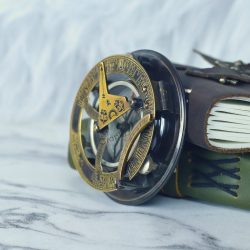 Antique Brass-Silver Sundial Compass | Gilbert & Sons Style, Water Level | Engravable Wooden Box, Desk Decor & Collector's Gift - Image 5