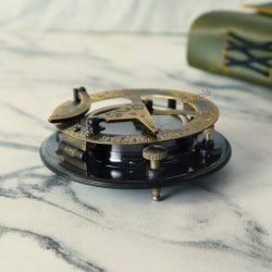 Antique Brass-Silver Sundial Compass | Gilbert & Sons Style, Water Level | Engravable Wooden Box, Desk Decor & Collector's Gift - Image 4