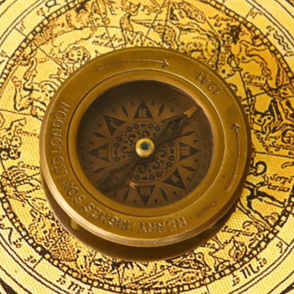 Antique Brass Sliding Magnifier Desk Compass | Henry Hughes 1941 Style | Handcrafted Reading & Navigational Aid - Image 5