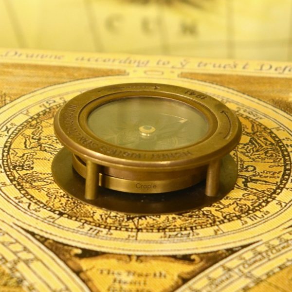 Antique Brass Sliding Magnifier Desk Compass | Henry Hughes 1941 Style | Handcrafted Reading & Navigational Aid - Image 2