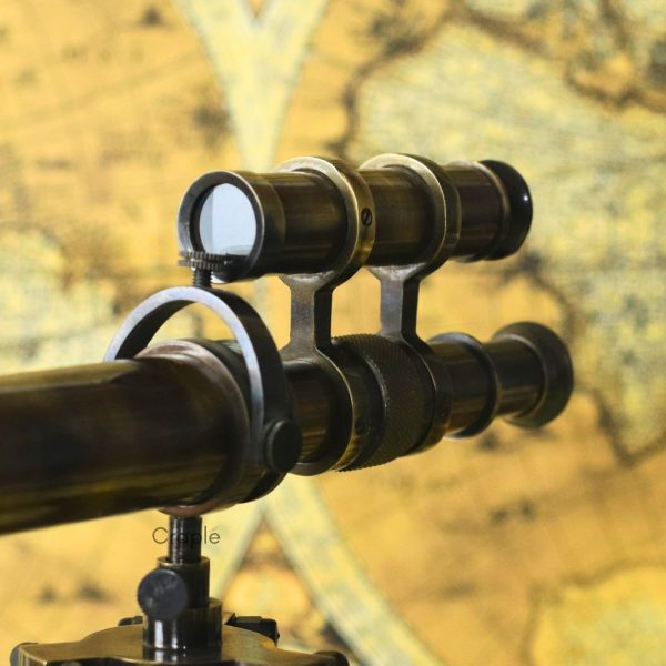 Top-Mounted Double Barrel Telescope Antique Brass | Foldable Tripod, 360 Rotate | Nautical Decor & Collectible Gift - Image 3