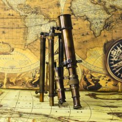 Top-Mounted Double Barrel Telescope Antique Brass | Foldable Tripod, 360 Rotate | Nautical Decor & Collectible Gift - Image 6