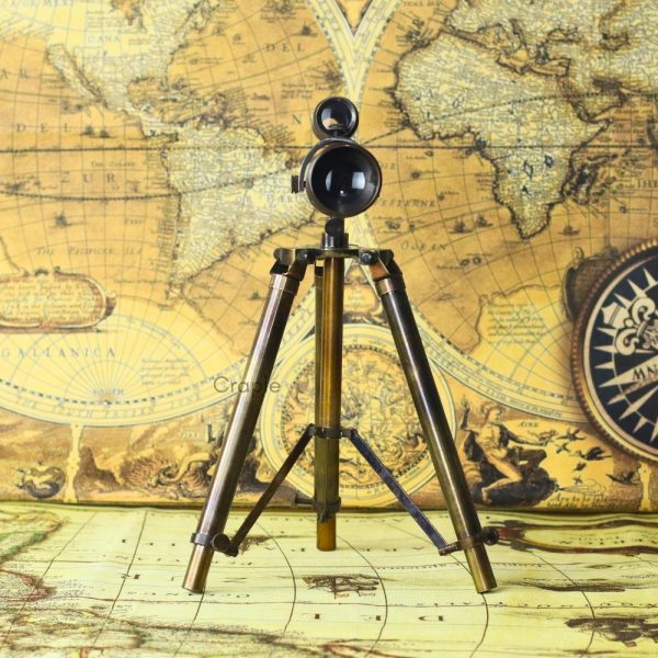 Top-Mounted Double Barrel Telescope Antique Brass | Foldable Tripod, 360 Rotate | Nautical Decor & Collectible Gift - Image 5