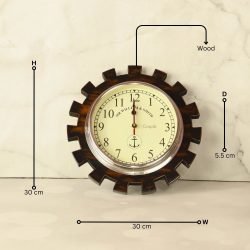 Gear-Shaped Wall Clock | Antique Wooden, William & Smith Nautical Dial | Industrial Rustic Home Decor Gift - Image 5