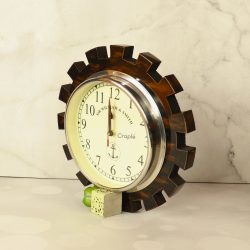 Gear-Shaped Wall Clock | Antique Wooden, William & Smith Nautical Dial | Industrial Rustic Home Decor Gift - Image 3