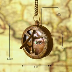 Gilbert & Sons Pocket Sundial Compass | Antique Brass, Foldable Gnomon & Chain | Vintage Navigational Keepsake - Image 8