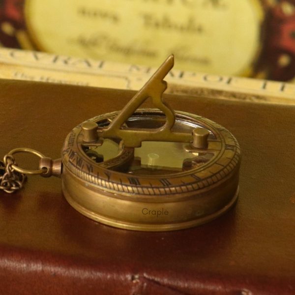Gilbert & Sons Pocket Sundial Compass | Antique Brass, Foldable Gnomon & Chain | Vintage Navigational Keepsake - Image 7