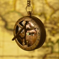 Gilbert & Sons Pocket Sundial Compass | Antique Brass, Foldable Gnomon & Chain | Vintage Navigational Keepsake - Image 6