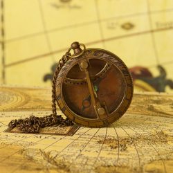 Gilbert & Sons Pocket Sundial Compass | Antique Brass, Foldable Gnomon & Chain | Vintage Navigational Keepsake - Image 5