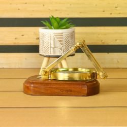 Shiny Brass Desk Magnifier | Adjustable Folding Arm, Handcrafted | Reading Aid & Vintage Desk Decor - Image 5