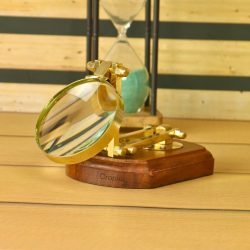 Shiny Brass Desk Magnifier | Adjustable Folding Arm, Handcrafted | Reading Aid & Vintage Desk Decor - Image 2
