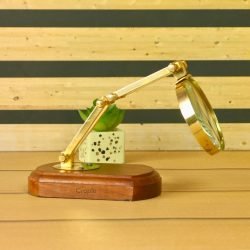 Shiny Brass Desk Magnifier | Adjustable Folding Arm, Handcrafted | Reading Aid & Vintage Desk Decor - Image 3