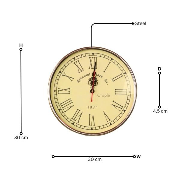 Roman Numeral Silver Steel Wall Clock | Handcrafted, Colonial Clock Co. Style | Large Vintage Home Decor Gift - Image 2