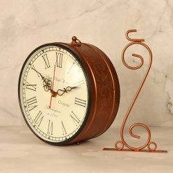 Embossed Double-Sided Steel Station Clock | Brass-Look, Ornate Scroll Bracket | Vintage Inspired Home Decor - Image 4