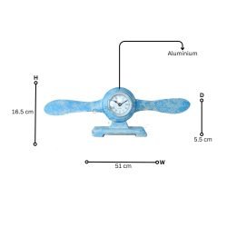 Airplane Propeller Sky Blue Aluminium Desk Clock | Vintage Aviation Style, Distressed Finish | Novelty Decor & Pilot Gift - Image 4