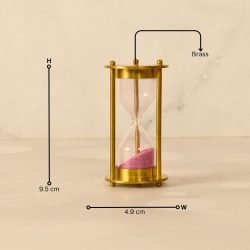 Classic 1-Minute Sand Timer | Shiny Brass, Pink Sand, Concentric Detail | Desk Focus Aid & Charming Gift - Image 5