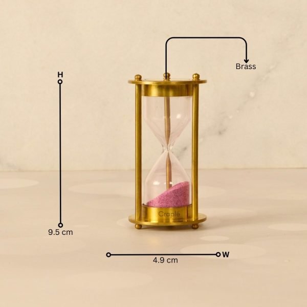 Classic 1-Minute Sand Timer | Shiny Brass, Pink Sand, Concentric Detail | Desk Focus Aid & Charming Gift - Image 5
