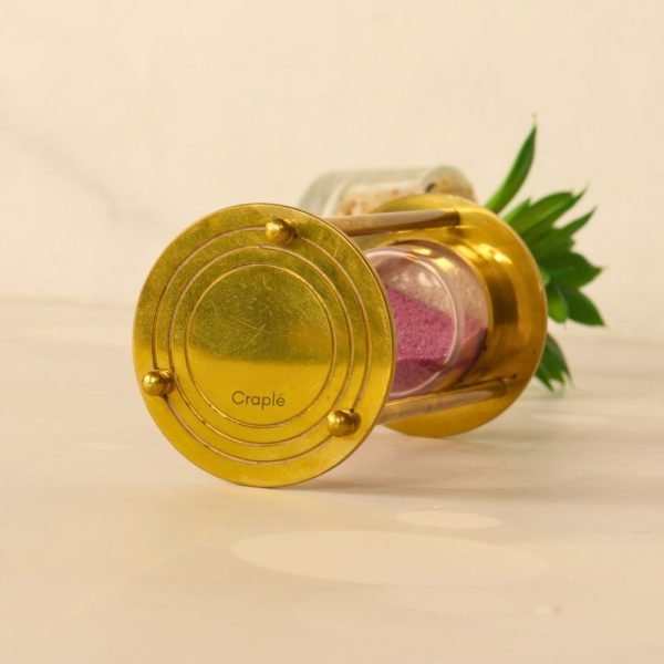 Classic 1-Minute Sand Timer | Shiny Brass, Pink Sand, Concentric Detail | Desk Focus Aid & Charming Gift - Image 4