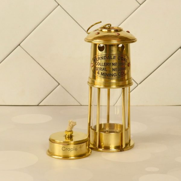 Handcrafted Antique Brass Miner's Lantern | Functional Oil Lamp | Industrial Vintage Decor Gift - Image 6