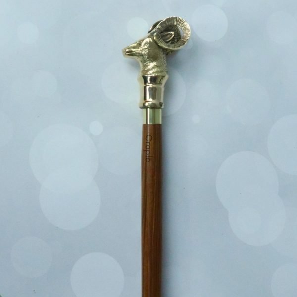 Rosewood Handcrafted Goat Cane Teak Polished Walking Stick - Image 2