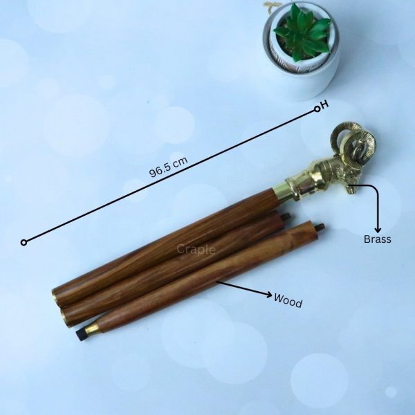 Rosewood Handcrafted Goat Cane Teak Polished Walking Stick - Image 4