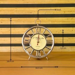 Skeleton Frame Silver Aluminium Clock | Desk & Wall Mountable | J. William Sons Oxford Style Decor Gift - Image 5