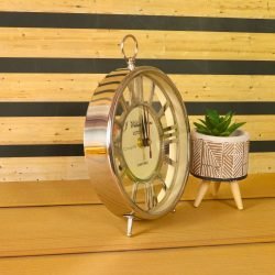 Skeleton Frame Silver Aluminium Clock | Desk & Wall Mountable | J. William Sons Oxford Style Decor Gift - Image 2