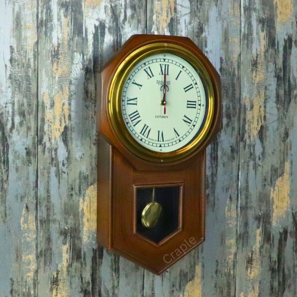 Vintage Brass-Faced Pendulum Clock with Teak Wooden Body Handcrafted Ideal Gift - Image 2