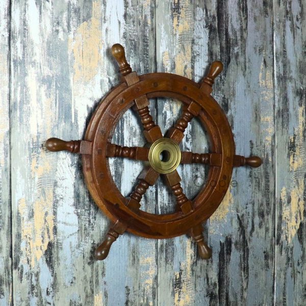Decorative Rosewood Ship Wheel | Nautical Wall Decor & Gift - Image 4