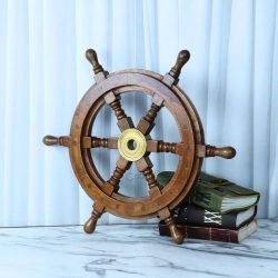 Decorative Rosewood Ship Wheel | Nautical Wall Decor & Gift - Image 2