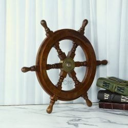 Decorative Rosewood Ship Wheel | Nautical Wall Decor & Gift - Image 3