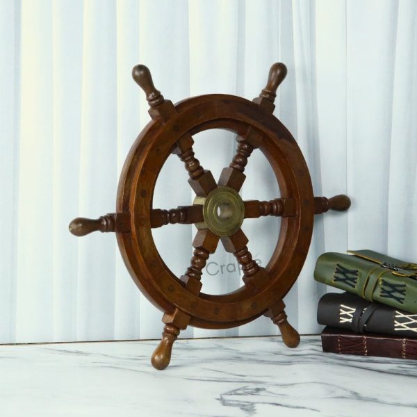 Decorative Rosewood Ship Wheel | Nautical Wall Decor & Gift - Image 3