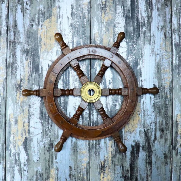Decorative Rosewood Ship Wheel | Nautical Wall Decor & Gift - Image 5